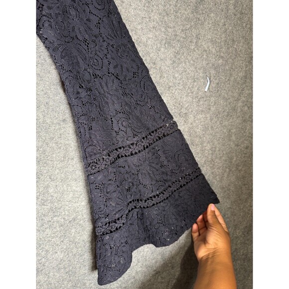 Loft Top Women Small Navy Blue Embroidered Lace Flare Sleeve Romantic Boho - Picture 5 of 7